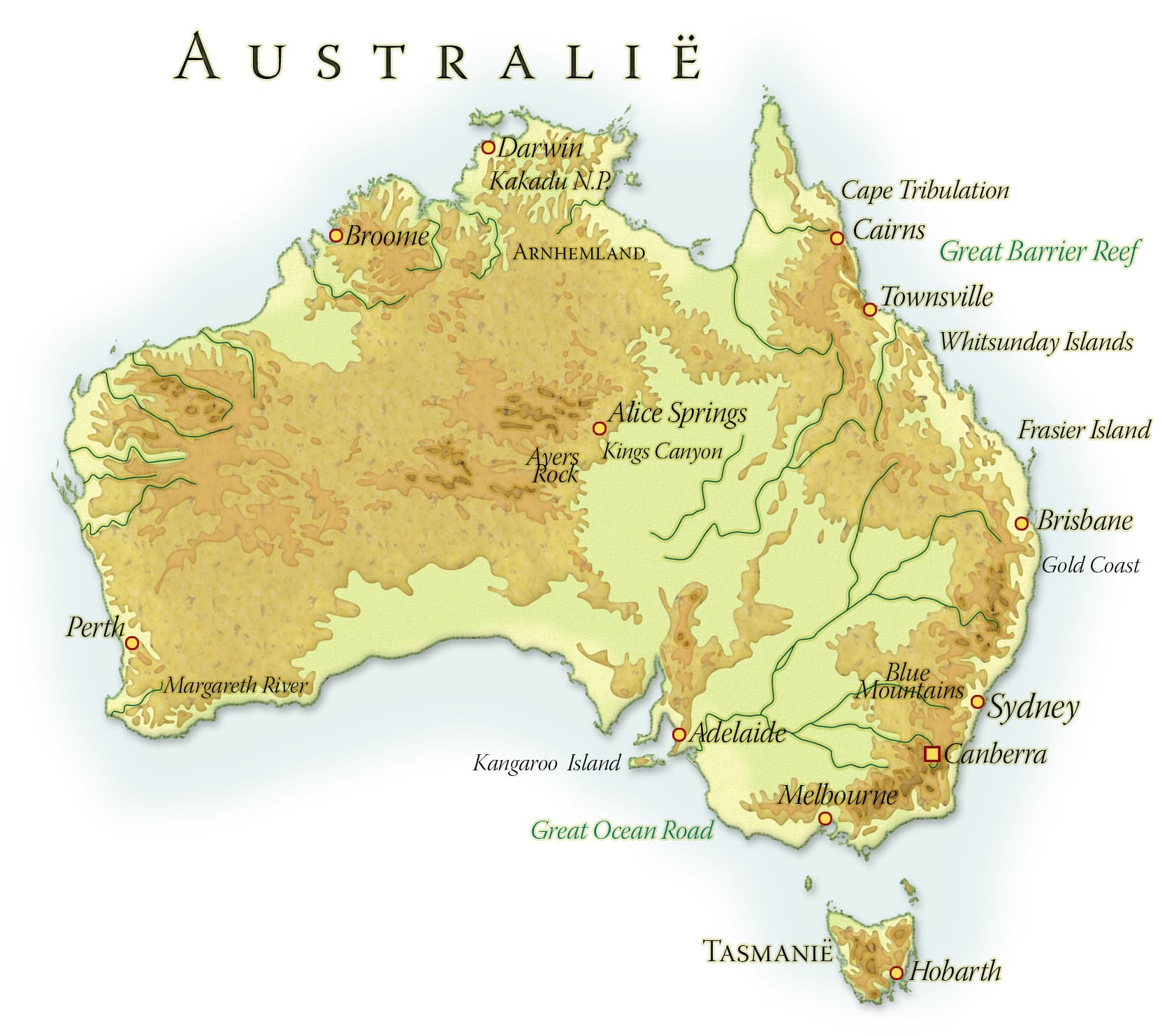 Landkaart Australië